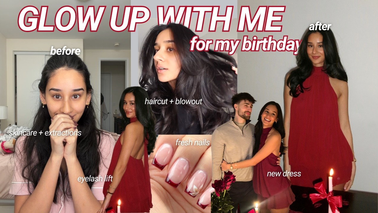 GLOW UP with me for my BDAY🎂! *haircut, cute nails, eyelash lift & more ...