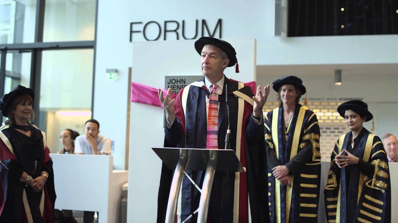 Jon Snow speaking at the official opening of the John Henry Brookes Building