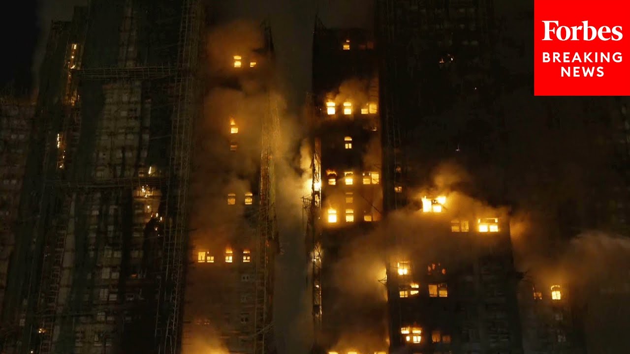 RAW VIDEO: Massive Fire Engulfs High-Rise Building In Hong Kong