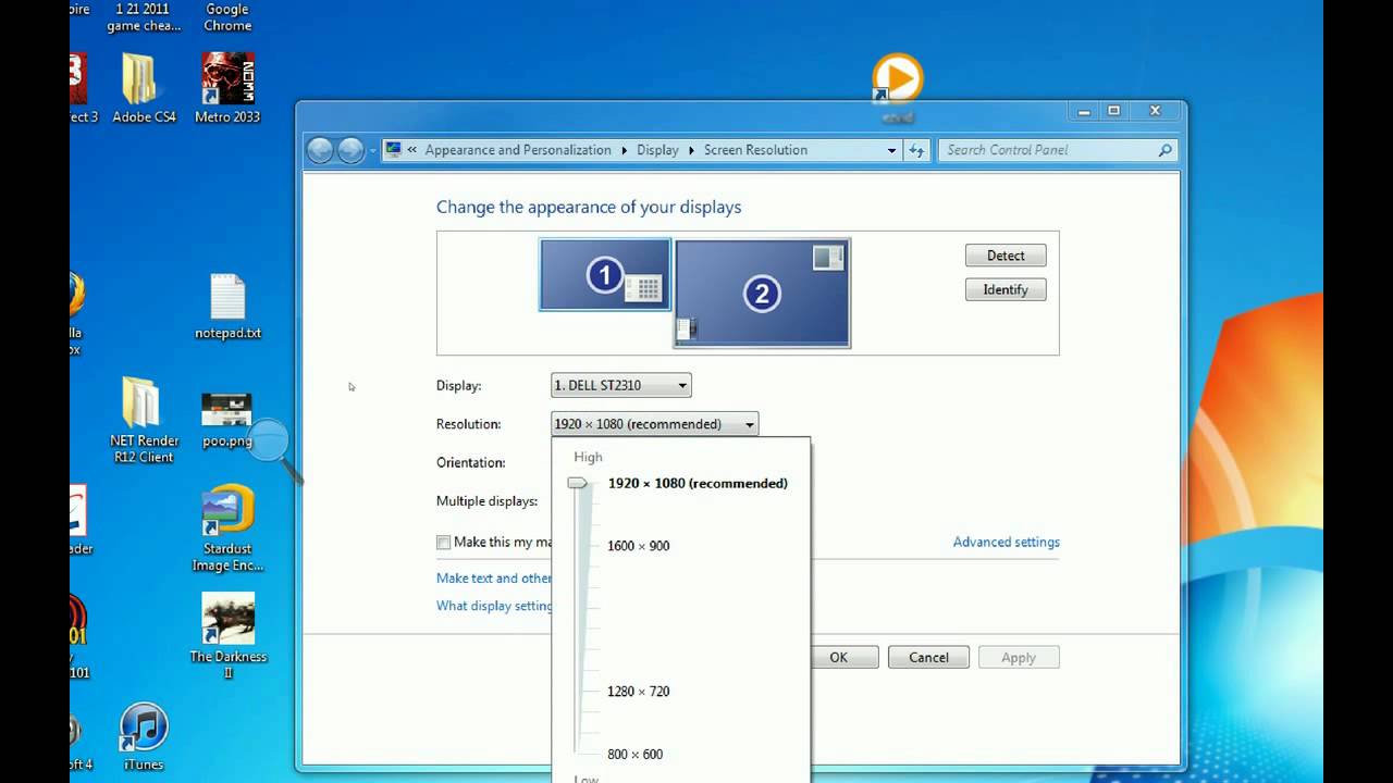 How To Set Your Screen Resolution To 1280 X 7 Youtube