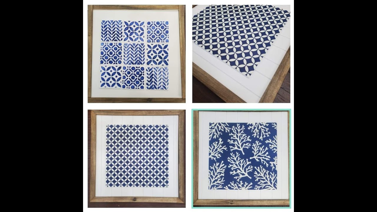 Blue and white tile wall art YouTube