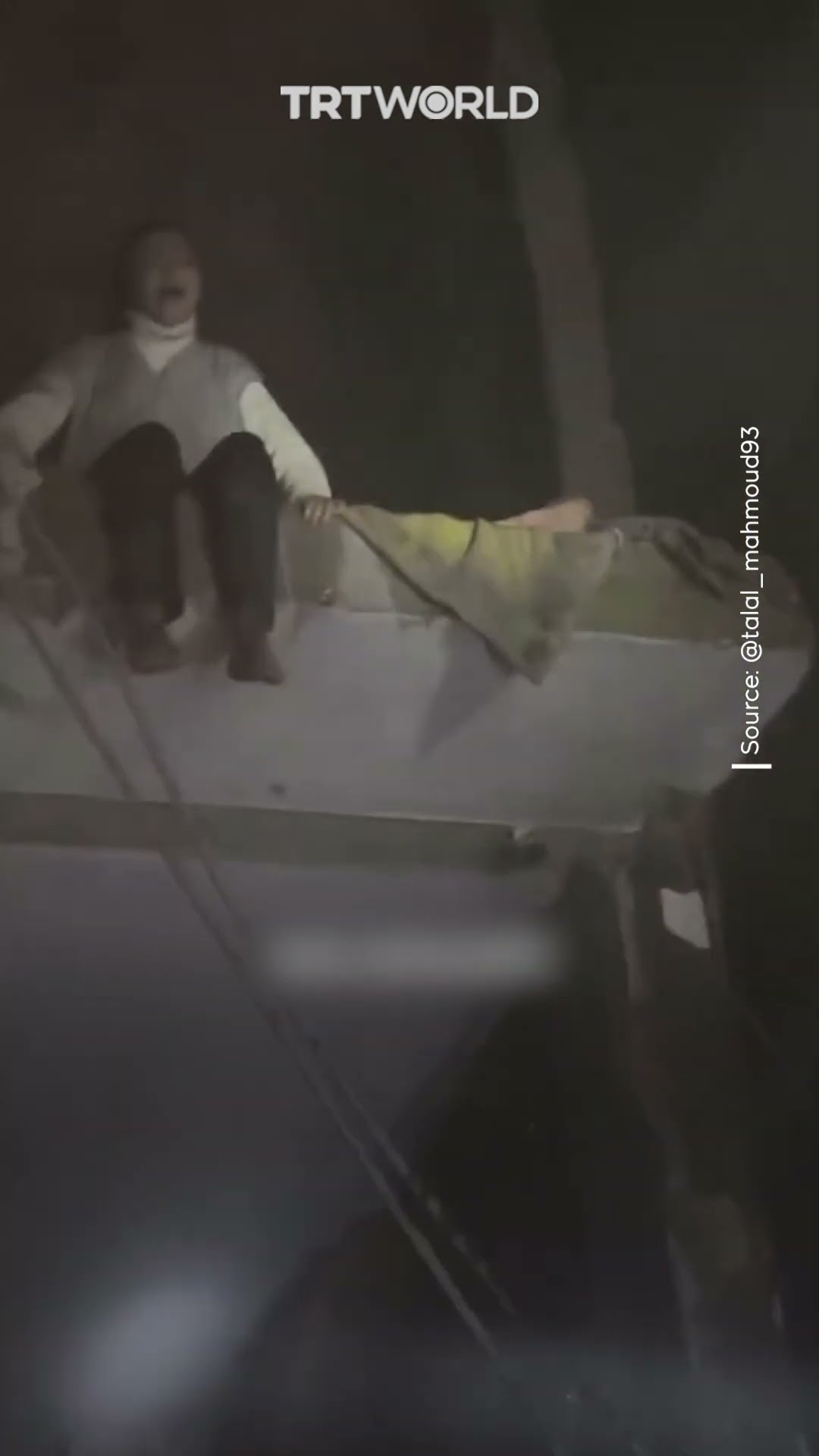 Child trapped atop rubble after Israeli strike in Gaza