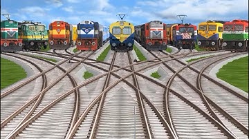 08 Trains Crossing By Bumpy⛳Branched Tracks | bumpy curved tracks | train simulator new update .