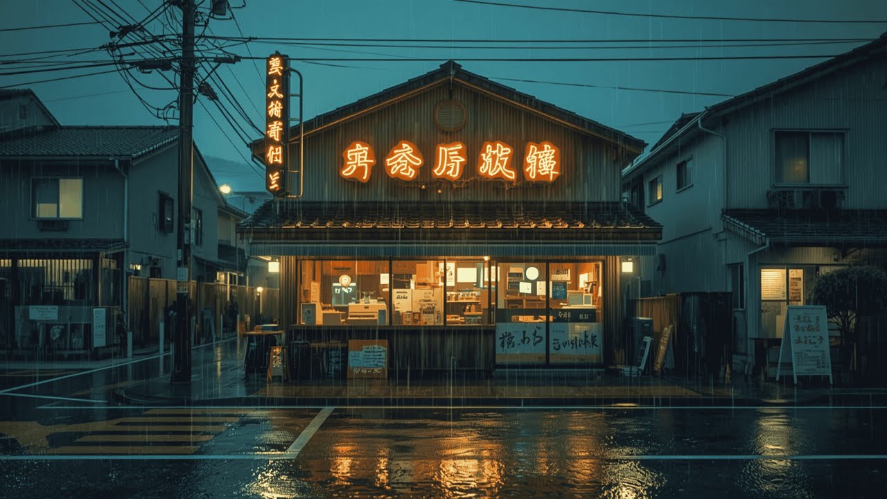 A Rainy Night at a Japanese Ramen Shop | Cinematic Ambience Live