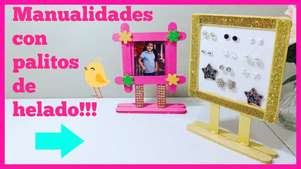 MANUALIDADES CON PALITOS DE HELADO(CÓMO HACER UN ORGANIZADOR DE ARETES O UN  PORTARRETRATOS!) - YouTube