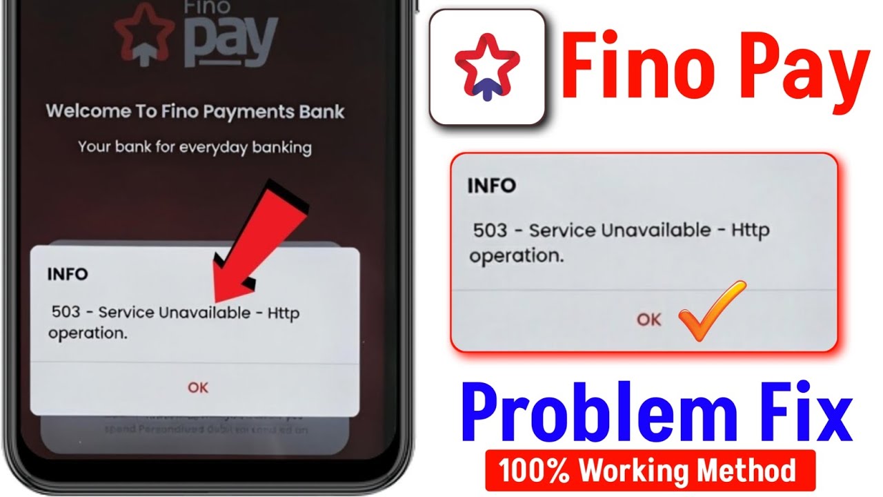fino pay 503 service unavailable | error 503 service unavailable fino payments bank problem solve
