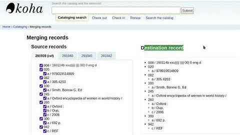 Merging of similar records in Koha Catalog