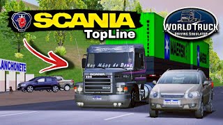 SCANIA 113H TOPLINE NO GRANELEIRO GRADE BAIXA ( CARGA CONTAINER ) - WORLD TRUCK DRIVING SIMULATOR!