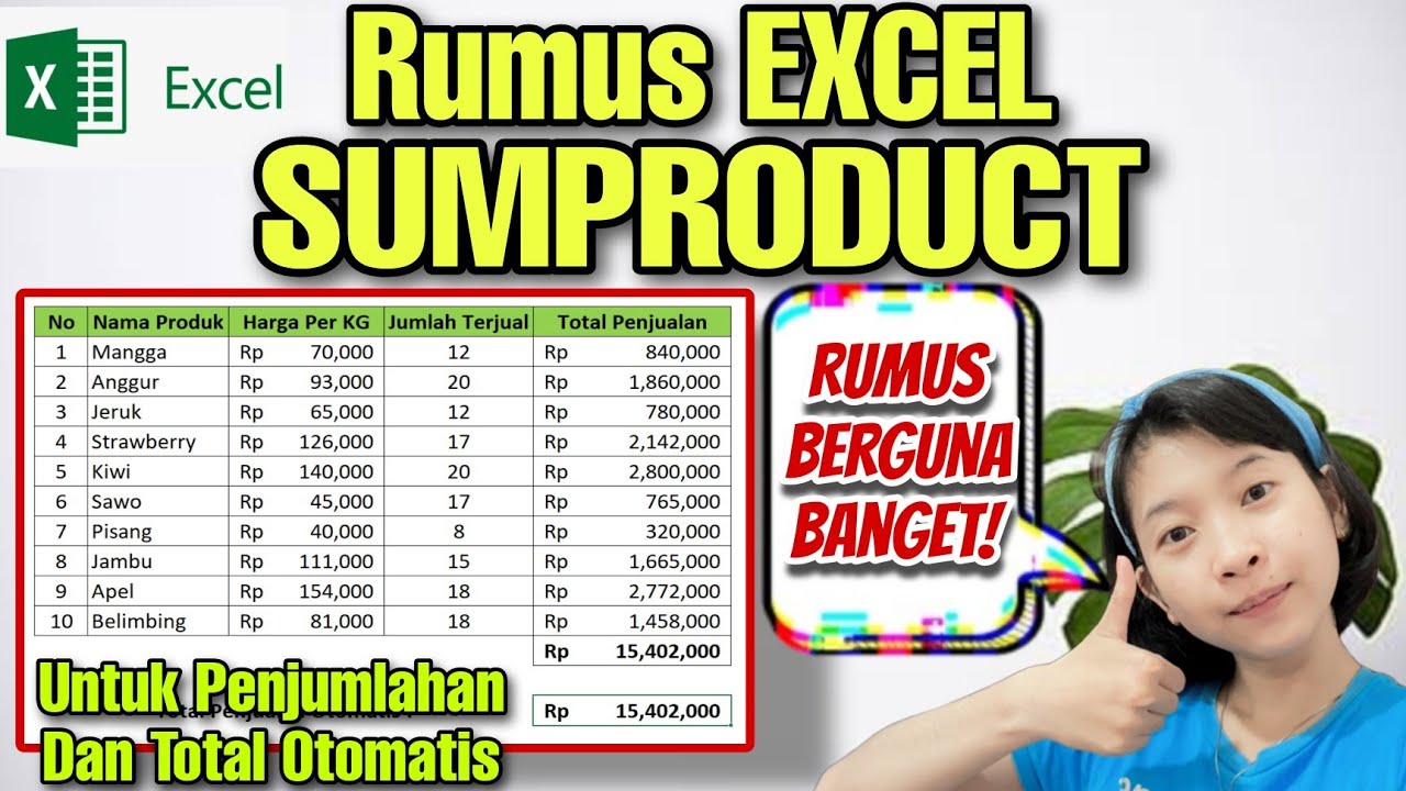 Mengenal rumus excel sumproduct untuk jumlah total otomatis youtube