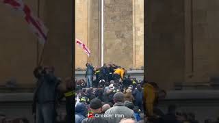 Eu Flag Burnt In Front Of Georgian Parliament 🇬🇪 #Sigma #Shorts