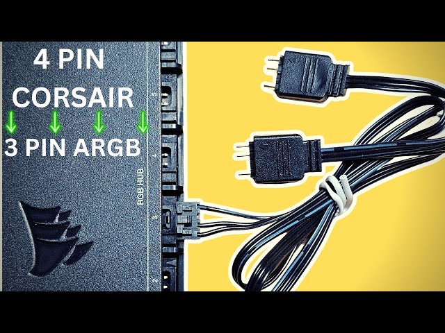 Corsair RGB Fan Hub to Standard ARGB 3-pin 5V Adapter male/female 