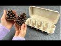 Look What I Made With Pine Cone And Egg Carton! Recycle