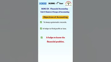 IGNOU BCOMG BCOC 131 Financial Accounting Unit 1 Nature and scope of Accounting Need of Accounting