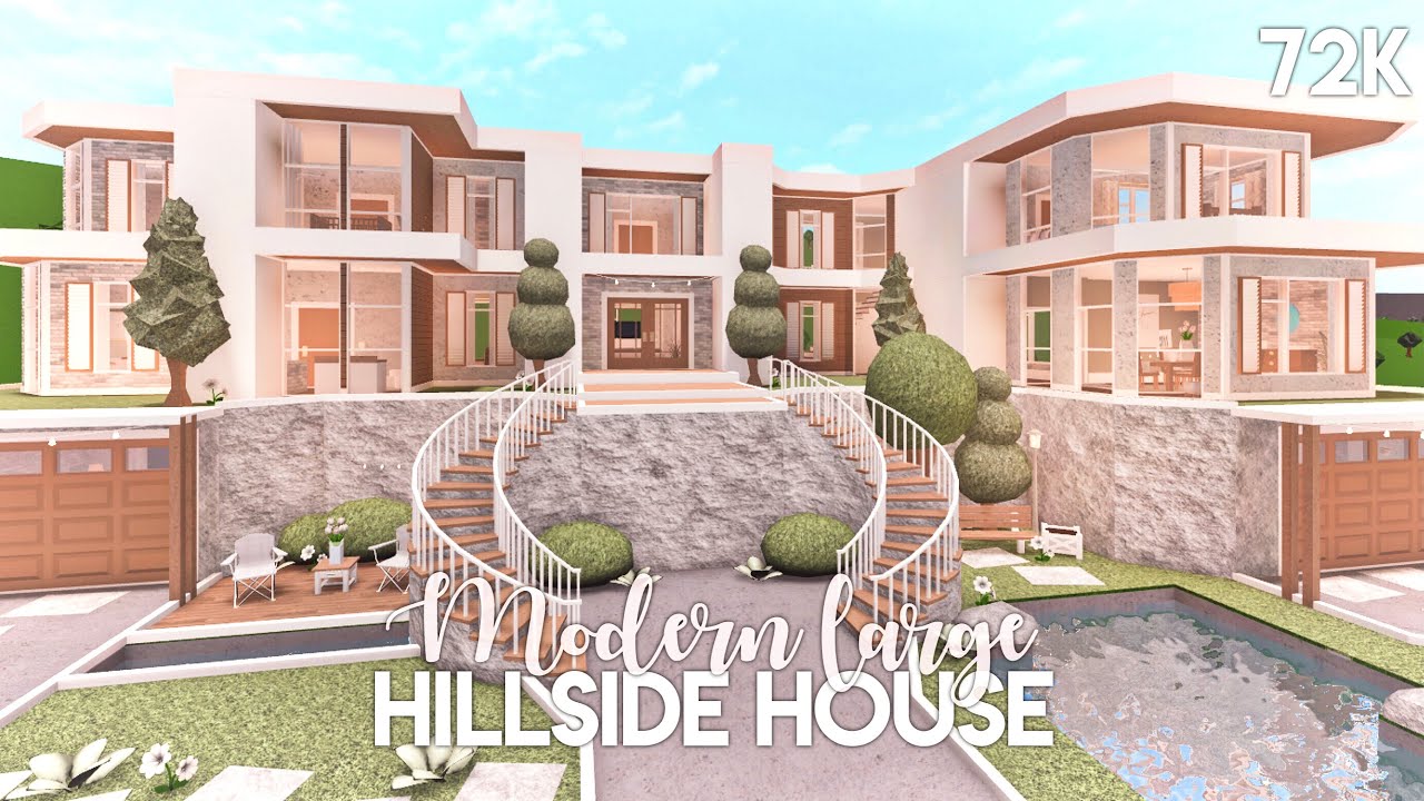 Large Modern Hillside House Bloxburg Build YouTube