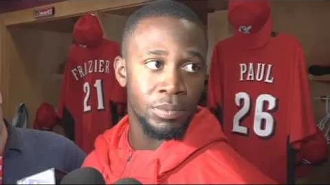 Derrick Robinson reacts to getting called up to ma...