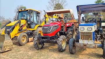 Jcb 3dx Backhoe Machine Loading Red Mud In Mahindra and Swaraj Tractors | Jcb and Tractor Cartoon