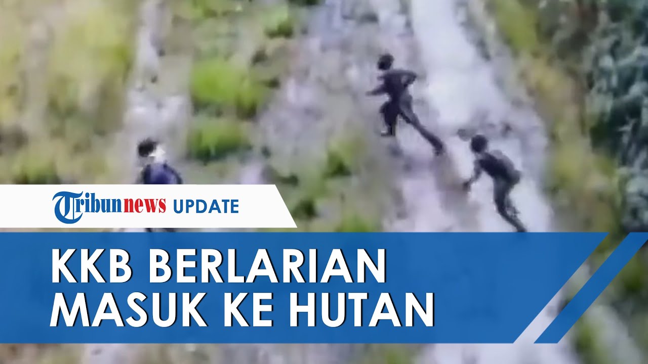 Detik-detik Aksi KKB OPM Terekam Drone Milik TNI, Lari Ketakutan Masuk ke Hutan sampai Lempar Benda