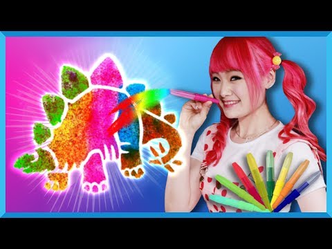 Mewarnai dengan cara meniup dengan blow pen| Rainbow Color Stencil | Mainan anak | Kids Toys