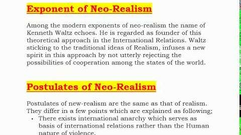 Neo-Realism. Theories and Approaches. Important topic for International Relations Paper-1 CSS -2020.
