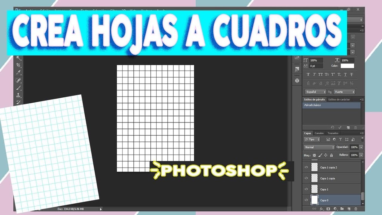 Cómo Hacer Hoja con Cuadros en PhotoShop - YouTube
