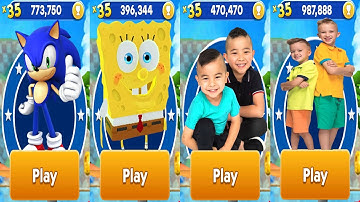 Sonic Dash vs Tag with Ryan SpongeBob vs CKN Toys Car Hero Run vs Vlad & Niki Run Android Gameplay