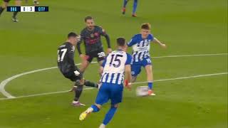 HIGHLIGHT.S RAMPANT CITY CLOSE GAP ON GUNNERS  Brighton 0-4  man city