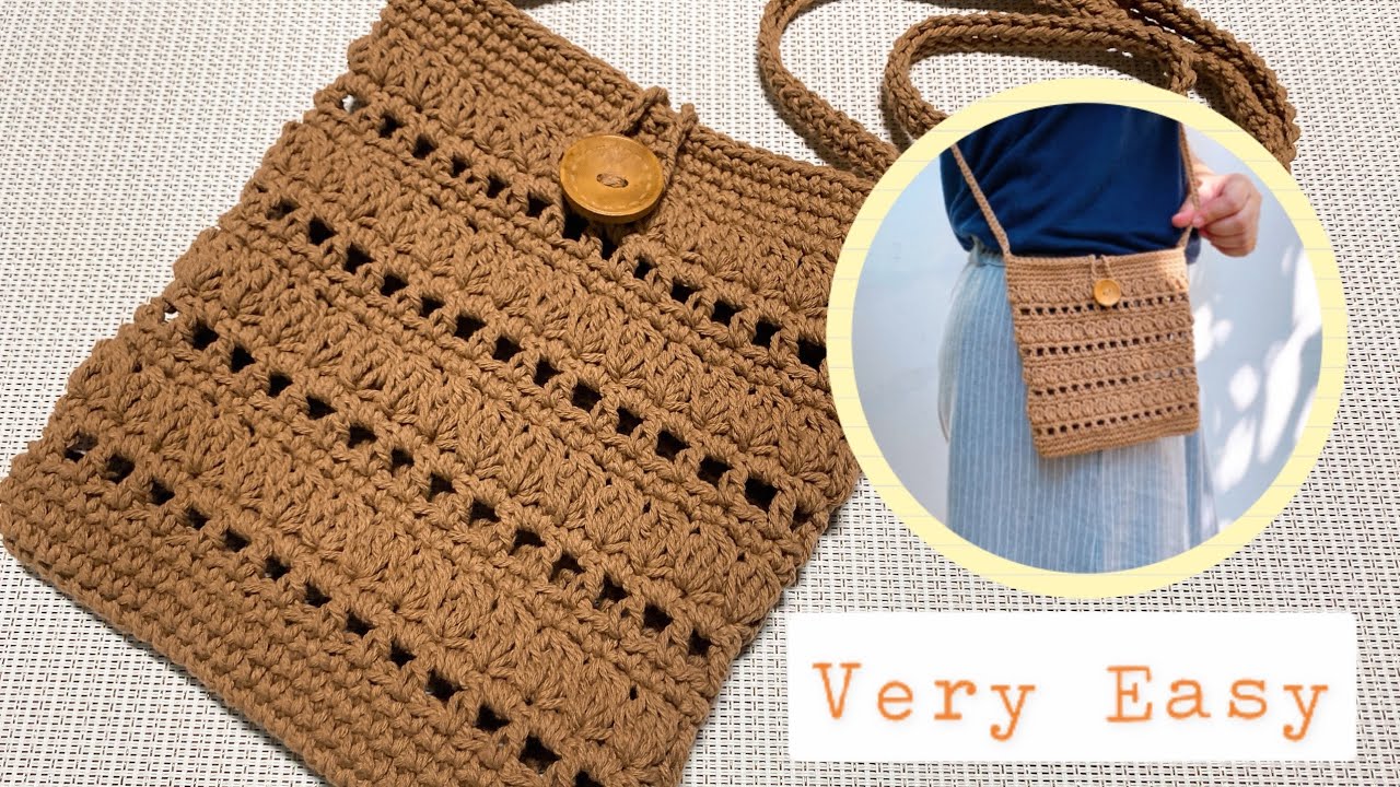How to Crochet Cross bag /ถักกระเป๋าสะพายข้าง แบบง่าย ๆ YouTube
