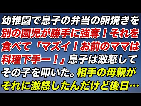 幼稚園で息子の弁当の卵焼きを別の園児が勝手に強奪！それを食べて「マズい！お前のママは料理下手ー！」息子は激怒してその子を叩いた。相手の母親がそれに激怒したんだけど後日…