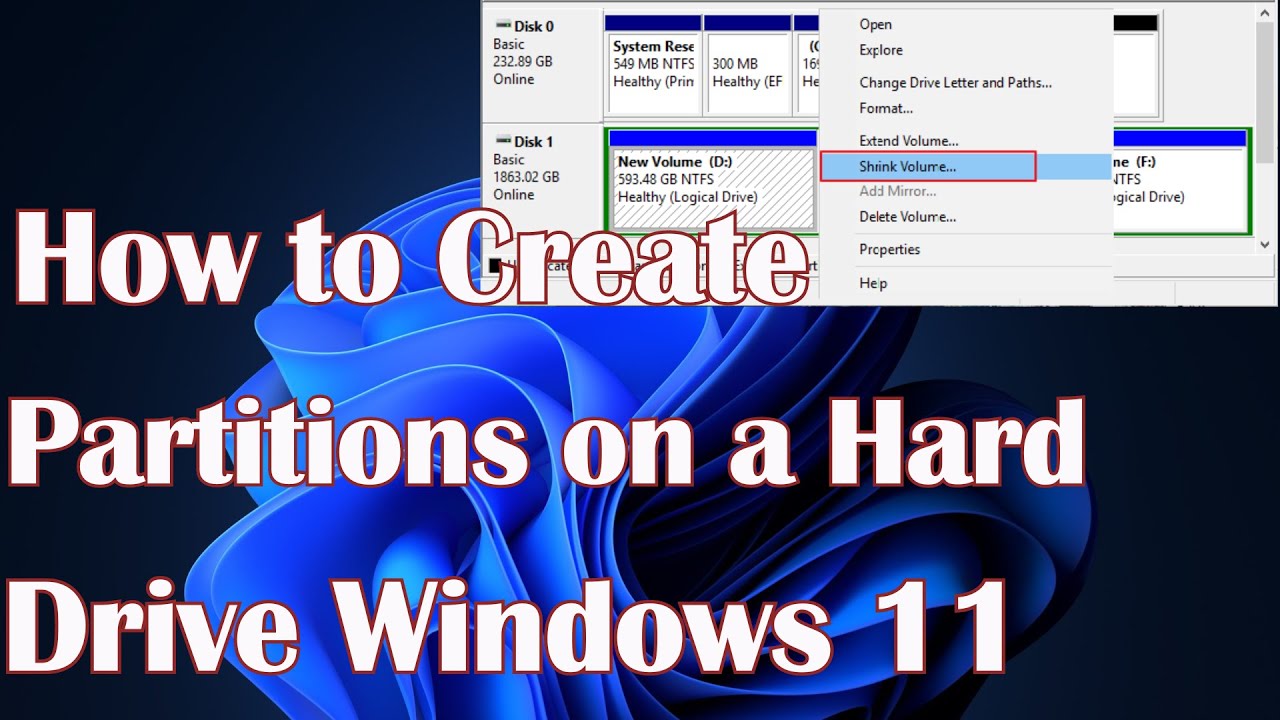 Create Partitions on a Hard Drive in Windows 11 - How to - YouTube