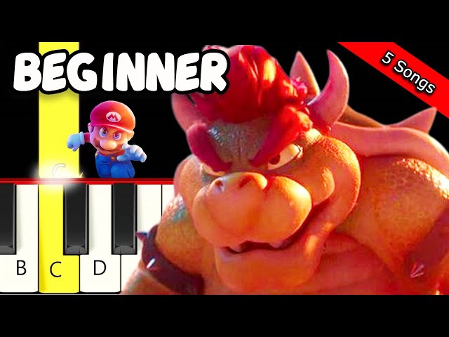 5 Super Mario Bros. Movie Songs - Easy and Slow Piano Tutorial - Beginner class=