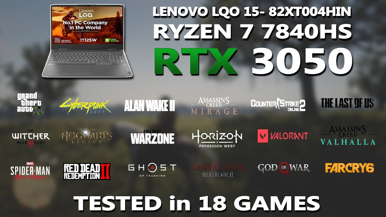 LENOVO LOQ- RYZEN 7 7840HS + RTX 3050 6GB GAMING BENCHMARK TEST