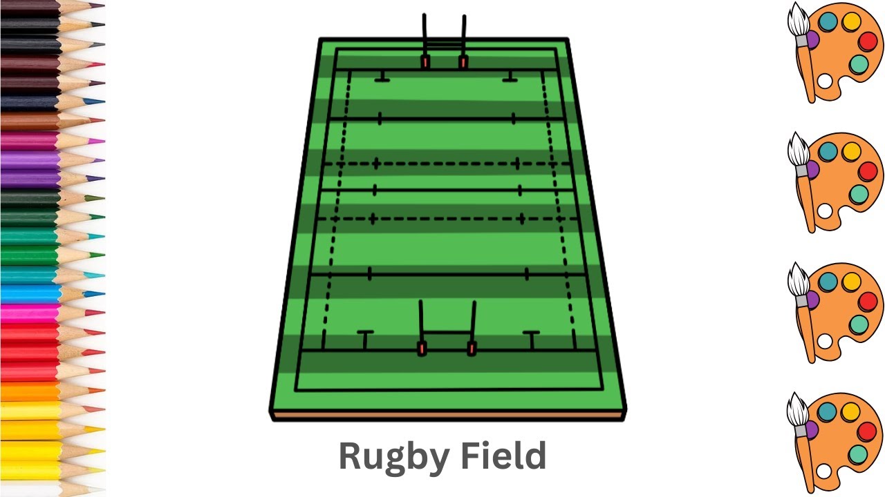 Rugby Field - Sketch Art and Paint | Step by step tutorial | Pencil to ...