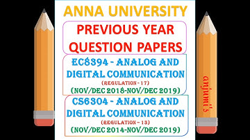 ANALOG AND DIGITAL COMMUNICATION PREVIOUS YEAR QUESTION PAPERS: ANNA UNIVERSITY