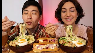 Мукбанг--Лапша с курицей, яйцом. огурцом в соусе терияки/Хот доги-- Кто первый приходит мириться? Мукбанг--Лапша с курицей, яйцом. огурцом в соусе терияки/Хот доги-- Кто первый приходит мириться?