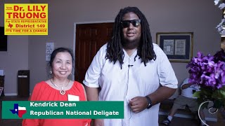 Kendrick Dean, TX Republican National Delegate, endorses Lily Truong for TX States Rep. District 149