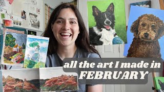 ALL the art I made in February!  Sketchbook tour / drawing and painting