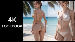 [4K] Beach Bikini Girl | Best Lookbook
