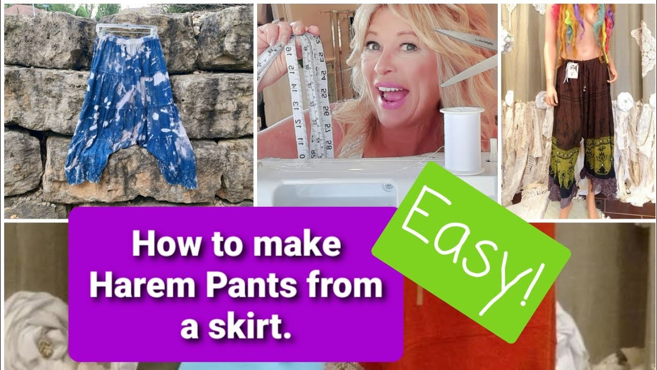 How to make Harem Pants from a skirt, sewing tutorial. - YouTube