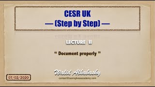 Lecture II, CESR UK (Step by Step)