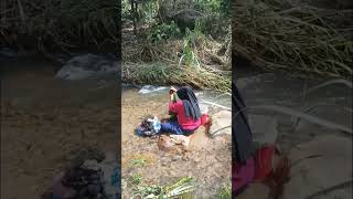Enak Sekali Nyuci Disungai Dikebun Kami.. Airnya Sangat Jernih