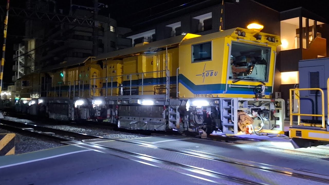 【保線車両】スペノ16頭式レール削正車　レール削正風景