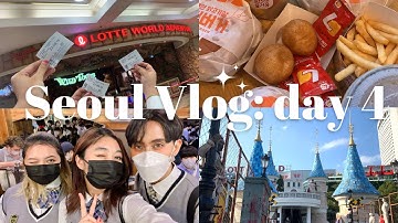 Seoul Vlog: a day in Lotte World, school uniform rental, Lotteria