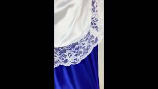 Adult Baby Sissy Long Dress Satin Lockable Puff Sleeve Lace Ruffled Mens Crossdress with Apron