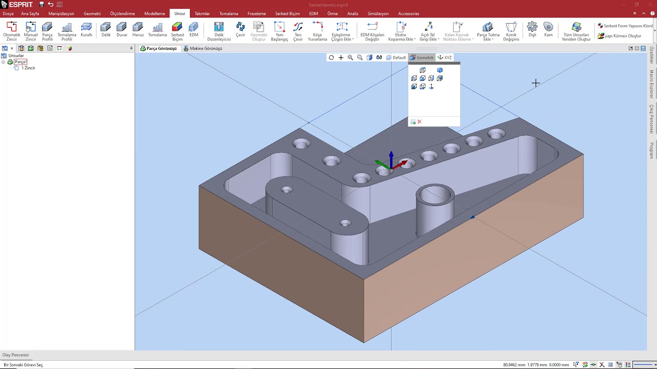 Esprit Tutorial Intro To Esprit CAD/CAM ders 4 işlenecek unsurlar