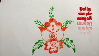 simple freehand Flower design without dots  Daily simple rangoli
