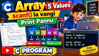 Programming Array – 5 Values scanf() la Vangi Print Pannurathu | Tamil
