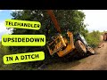 Jcb recovery telehandler upsidedown in a ditch  heavy recovery