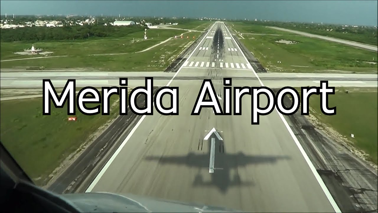 Aterrizaje en el aeropuerto de Merida, vista de cabina de pilotos