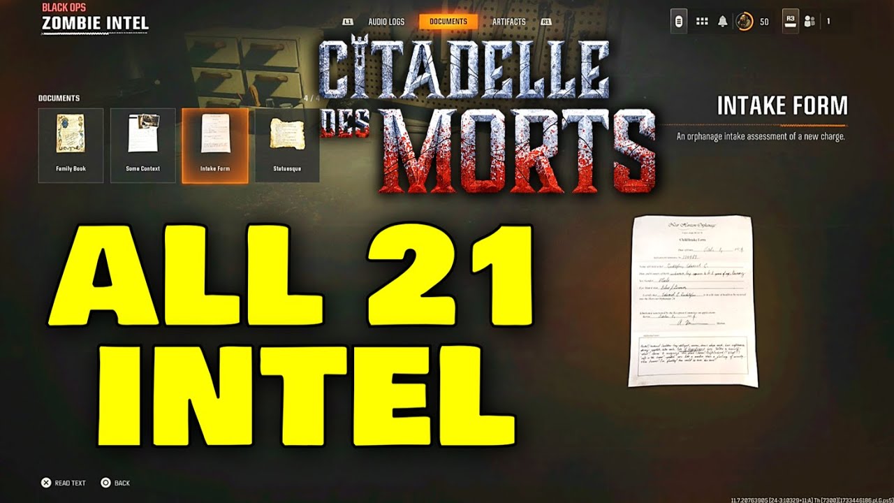 All 21 Intel Locations Guide on Citadelle Des Morts in