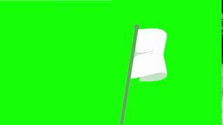Fly White Flag to surrender in green screen